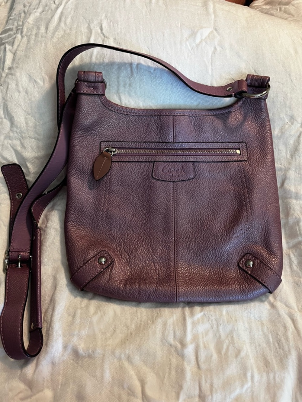 Coach Pebbled Leather Crossbody in Lavender